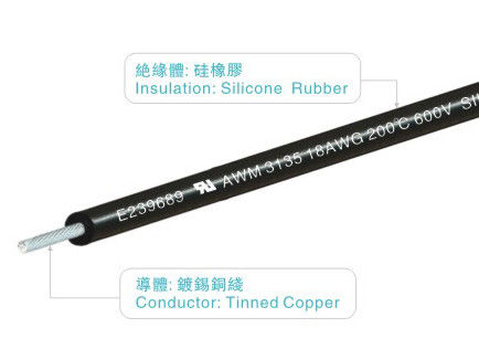 UL3135 600V 200C 12-26AWG Silicone Rubber Wires and Cables FT2 for Industrial Power Robot Lighting Wires