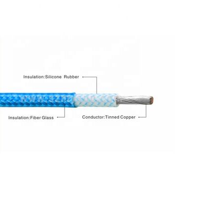 UL3122 300V रेटेड वोल्टेज और 200C उच्च तापमान सिलिकॉन रबर इन्सुलेशन और टिन तांबा कंडक्टर के साथ फाइबरग्लास ब्रेडेड वायर